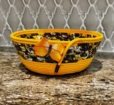 Decorative Rope Bowl, Neutral + Butterfly