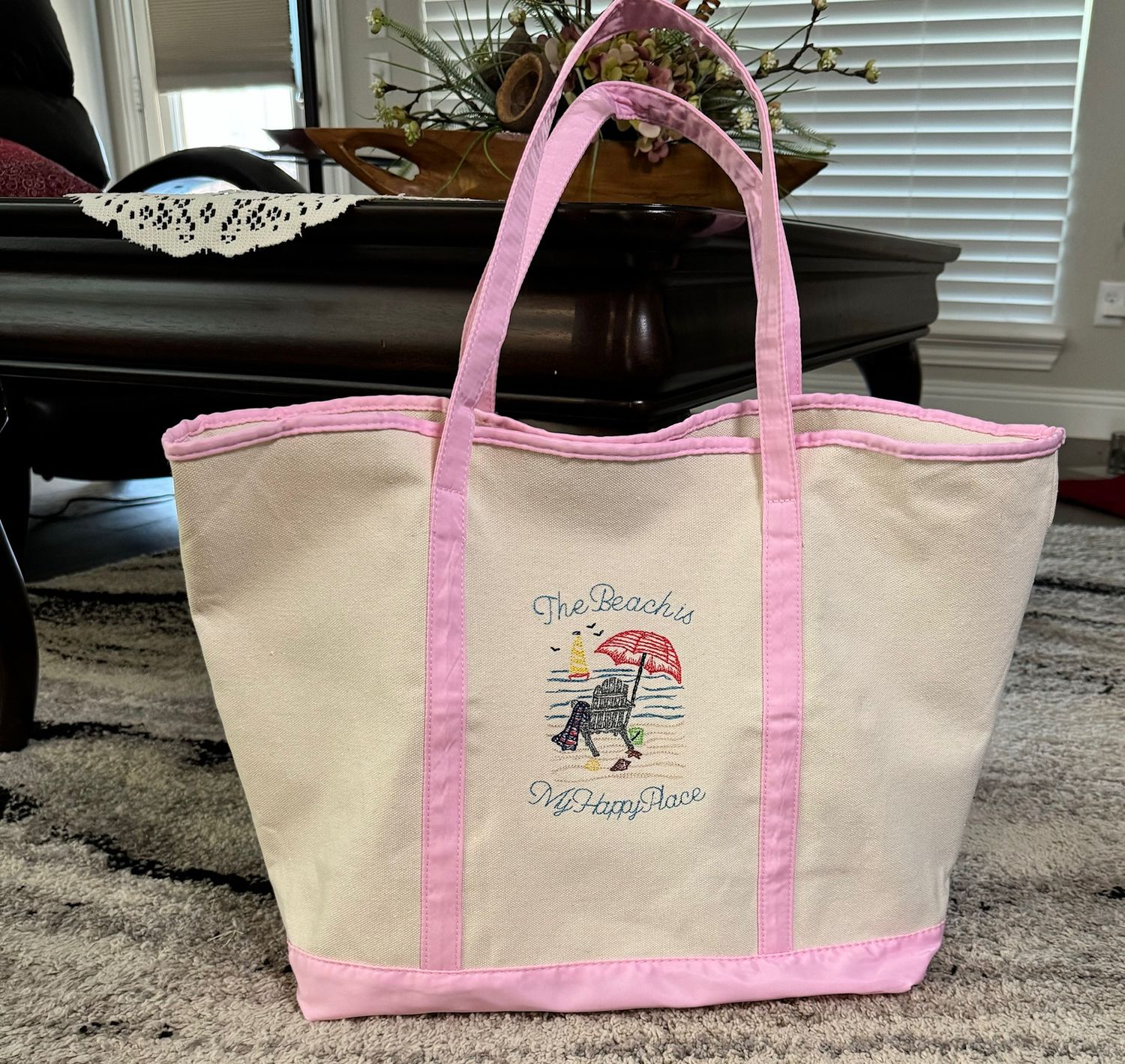Large Canvas Tote Bag – Beach Happy Place
