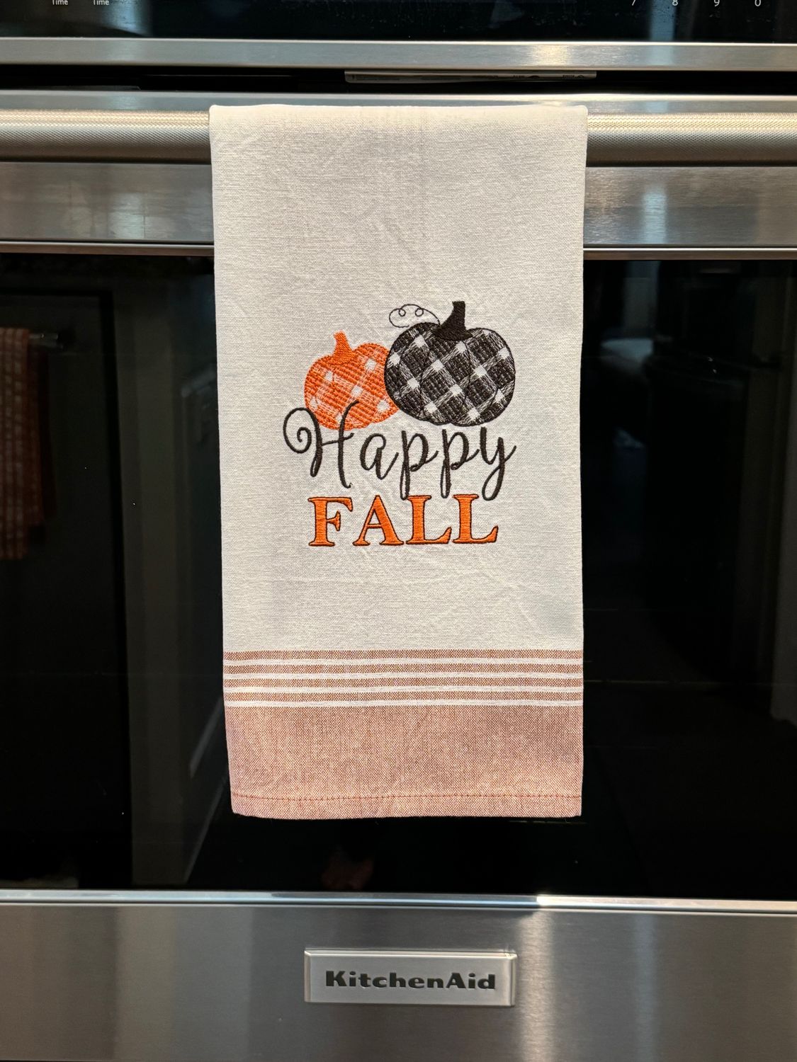 Happy Fall Embroidered Kitchen Towel