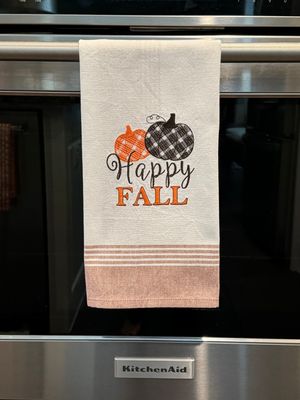 Happy Fall Embroidered Kitchen Towel