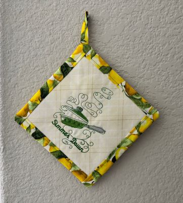 Simmer Down Embroidered Potholder – Handmade Hot Pad
