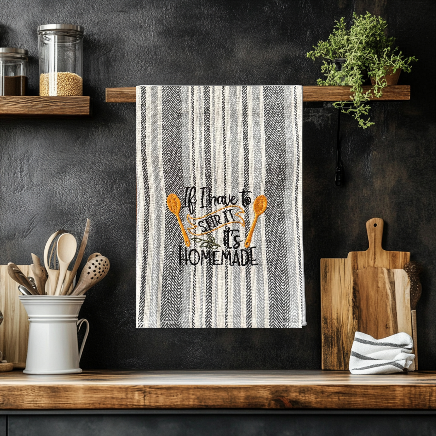 Funny Cooking Embroidered Kitchen Towel