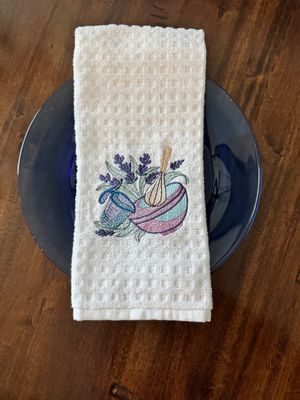 Elegant Vintage Baking Embroidered Dish Towel