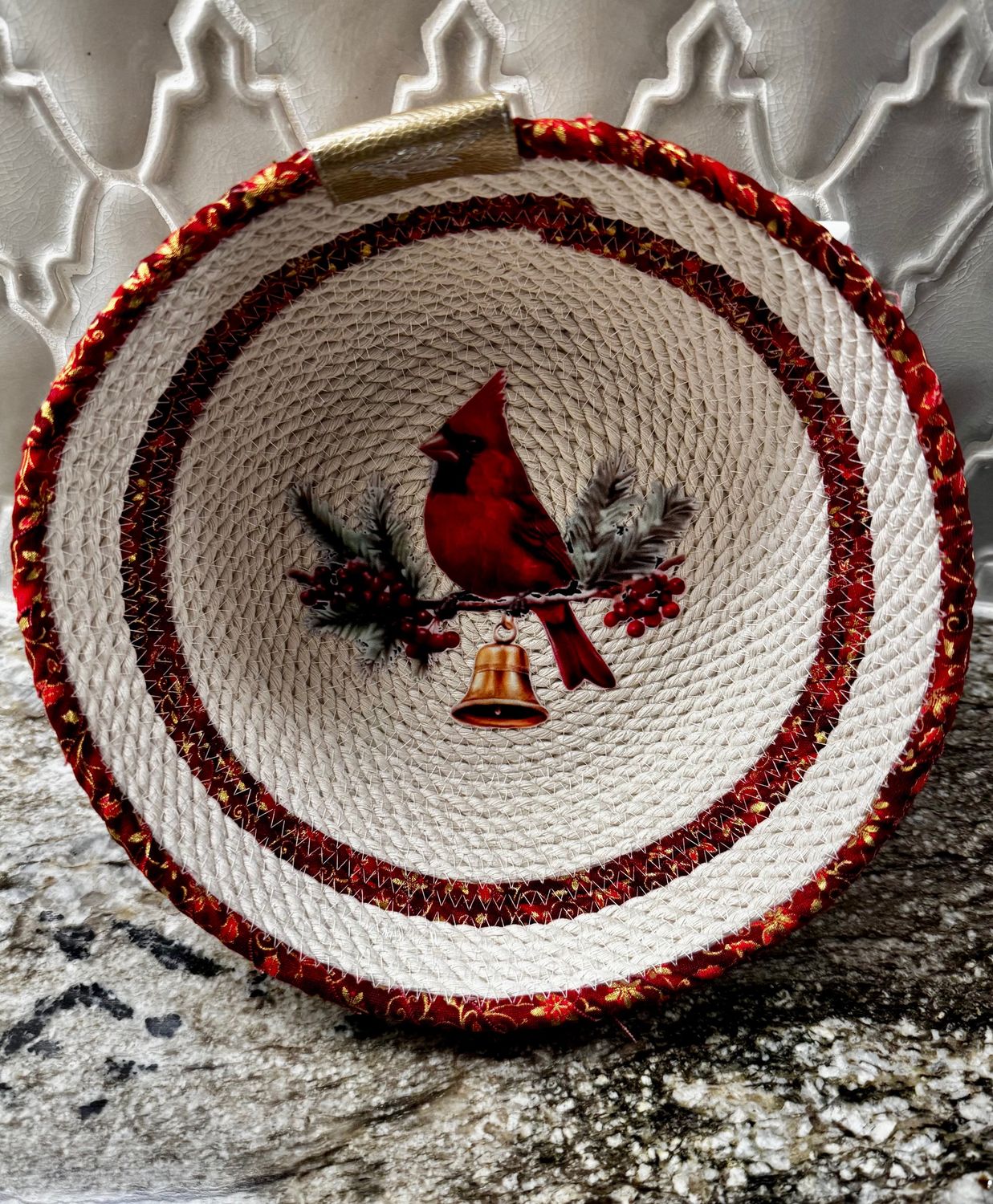 Christmas Cardinal Rope Bowl