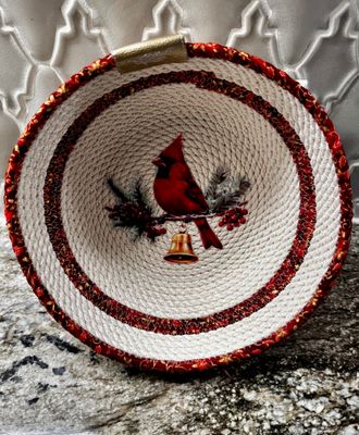 Christmas Cardinal Rope Bowl