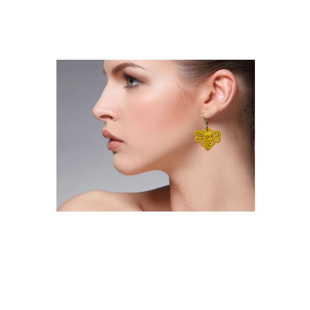 FSL Lace Bee Earrings – Lightweight Handmade Designs