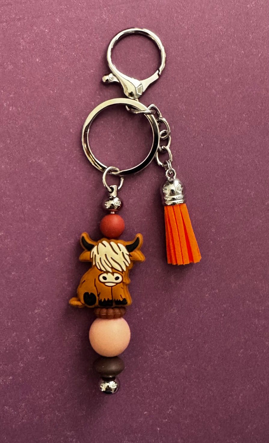 Highland Cow Beaded Keychain &amp; Charm