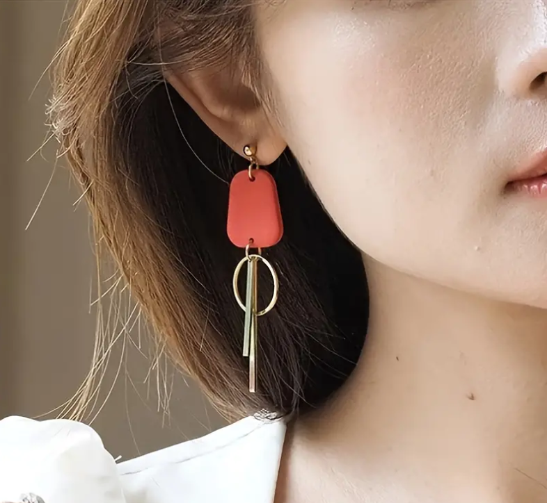 Polymer Clay Dangle Brass Hoop