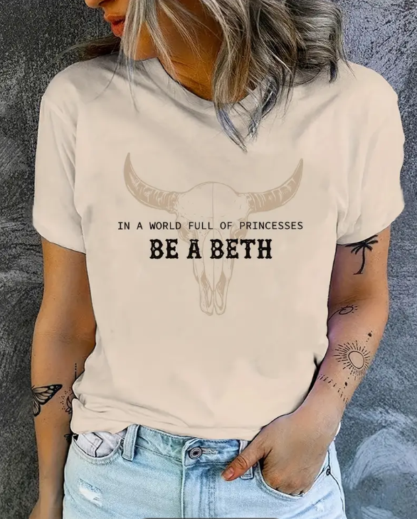 Beth Dutton Crew Neck T-Shirt Beige