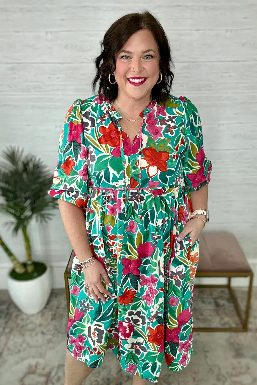 Curvelicious Floral Babydoll Dress