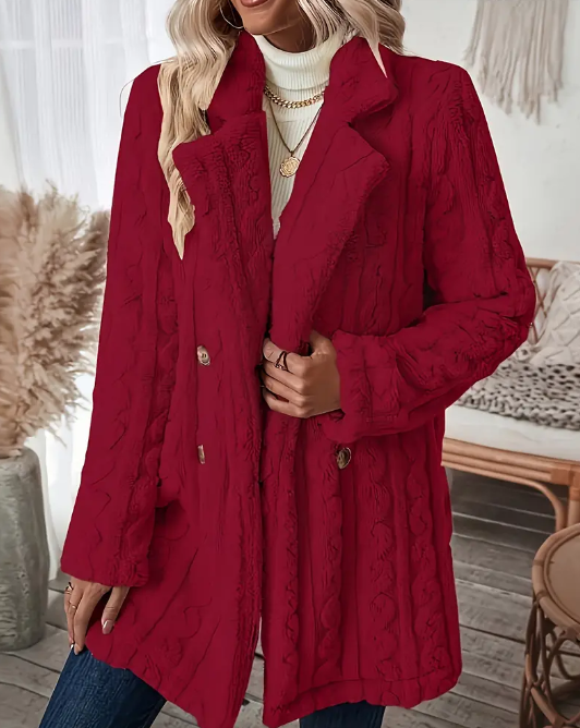 Fuzzy Lapel Pea Coat