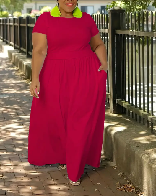 Curvelicious Solid Color Maxi Dress