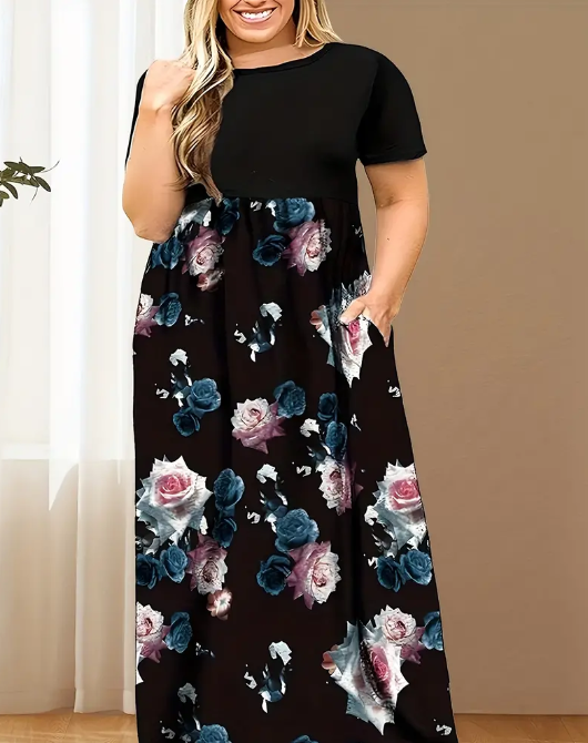 Curvelicious Floral Print Pocket Dress