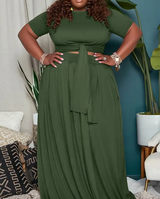 Curvelicious Crop Top &amp; Maxi Skirt Set