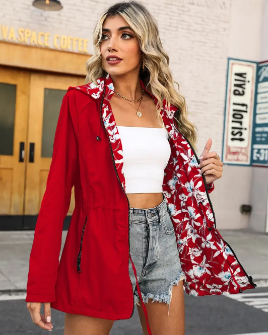 Floral Two Way Hooded Jacket