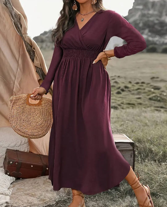 Curvelicious Shirred Waist Long Length Dress