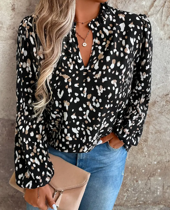 Curvelicious  Black Allover Print Blouse