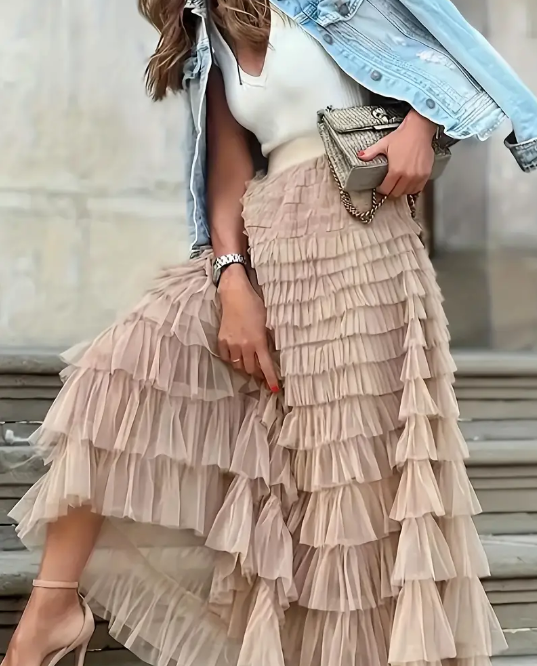Bohemian Chic Mesh High Waist Skirt