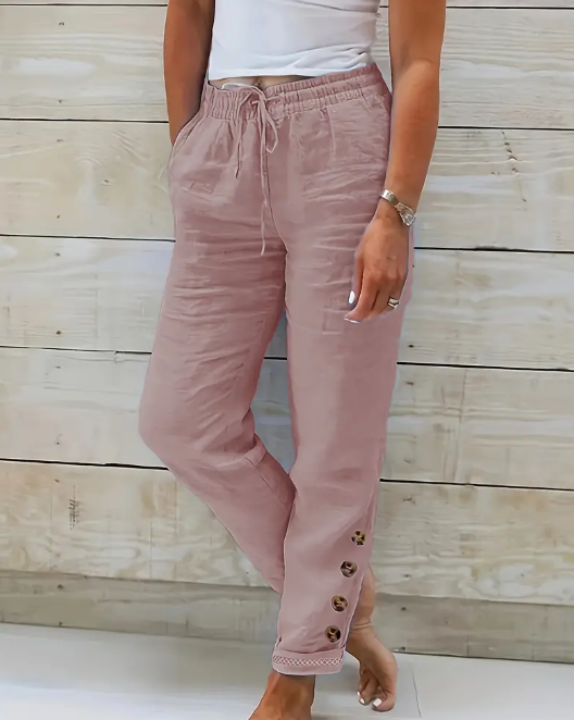Soft Cotton Blend Drawstring Pants