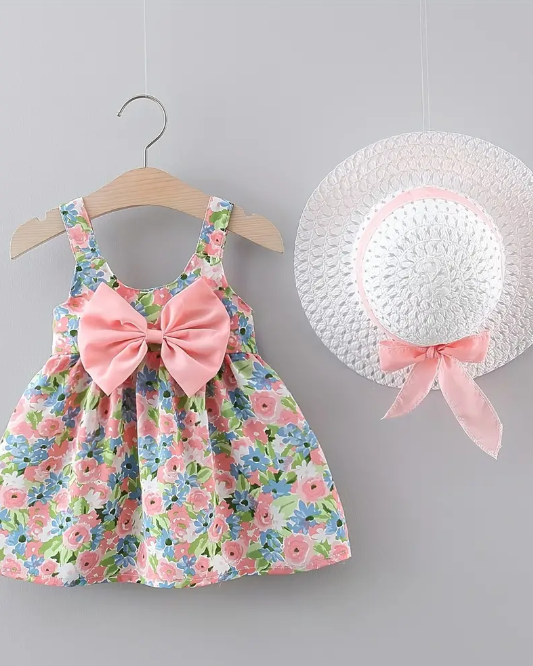 Floral Cami Dress with Matching Bow &amp; Hat