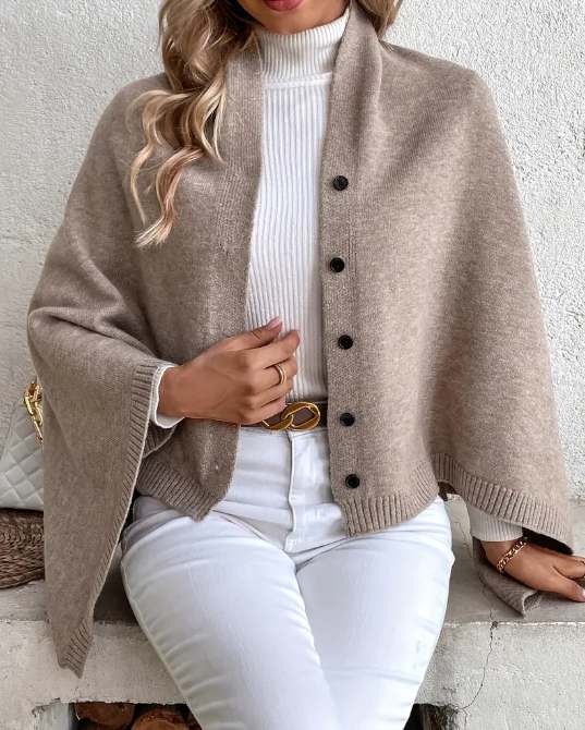 Button Front Cape Cardigan