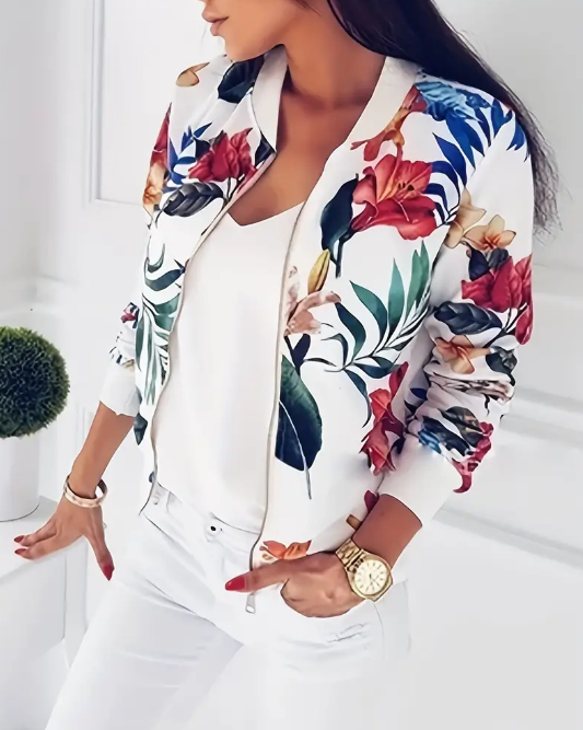 Curvelicious Floral Bomber Jacket