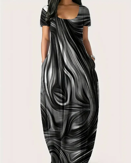 Curvelicious Vibrant Print Secret Pocket Maxi Dress