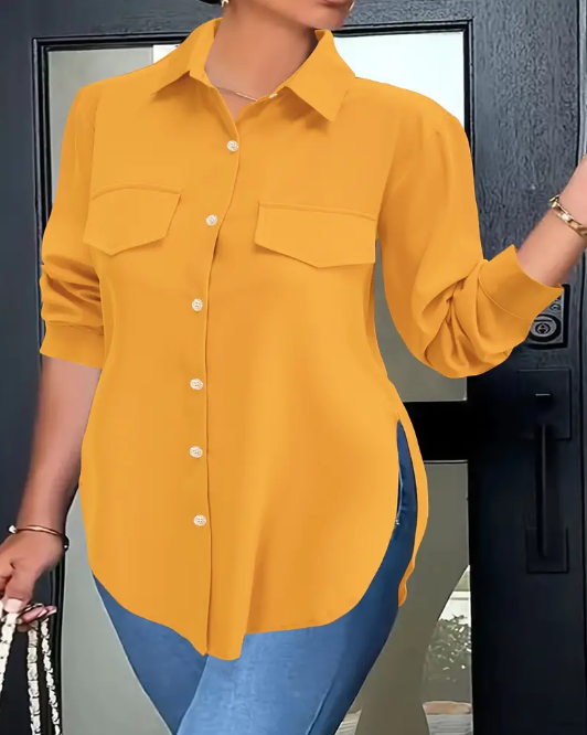 Curvelicious Flowy Curved Hem Blouse