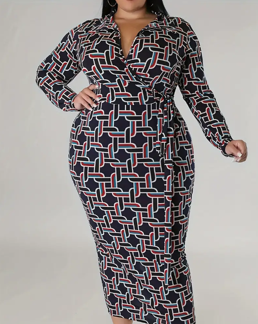 Curvelicious Geometric Maxi Dress