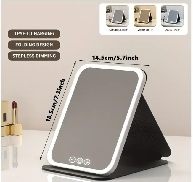 Foldable LED Makeup Mirror
