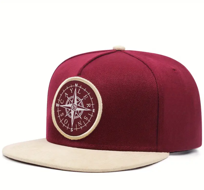 Compass Embroidered Snapback Cap