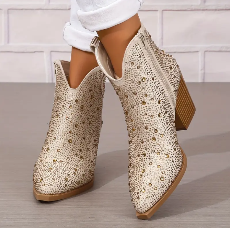 Rhinestone Ankle Boots