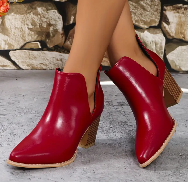 Solid Color Pointed Toe Booties