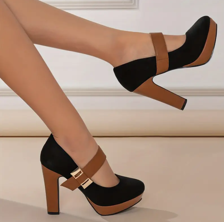 Round Toe &amp; Block Heel Pump