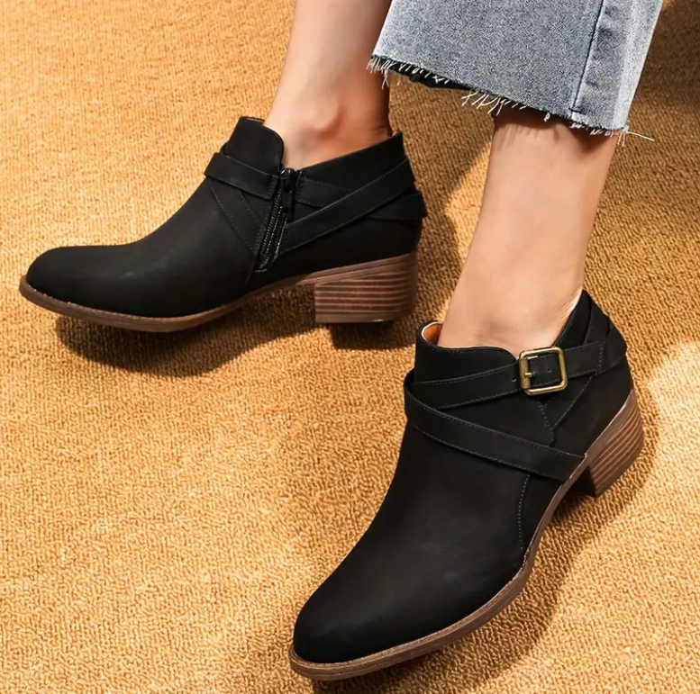 Short Chunky Heel Ankle Boots
