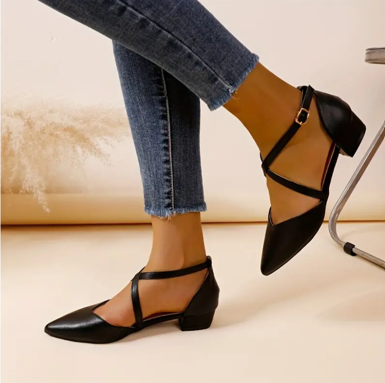 Pointed Toe with Adjustable Crisscross Buckle
