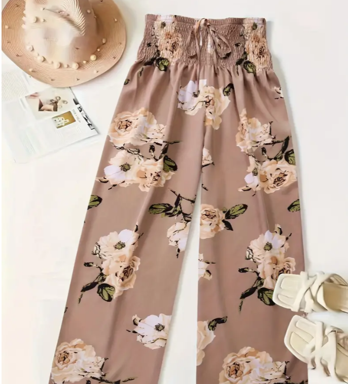 Curvelicious Floral Print Wide Leg Pants
