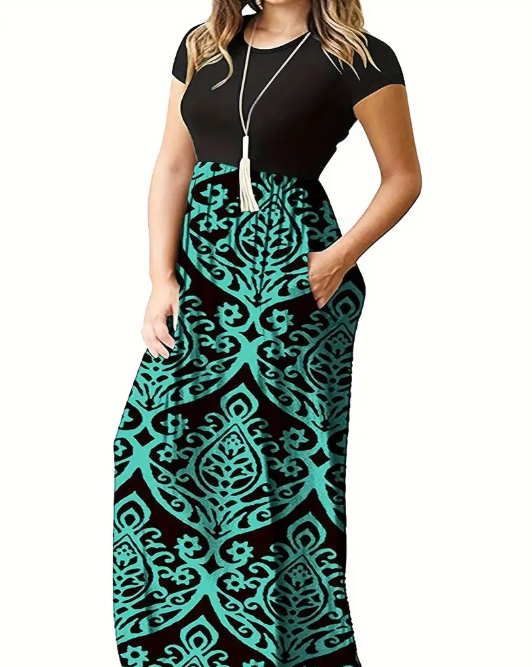 Curvelicious Floral Splendor Maxi Dress 