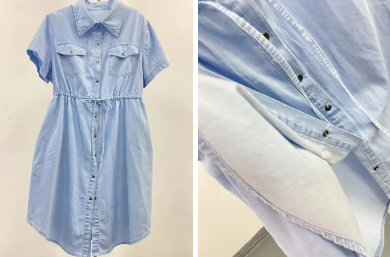 Curvelicious Casual Denim Dress With Waist Tie