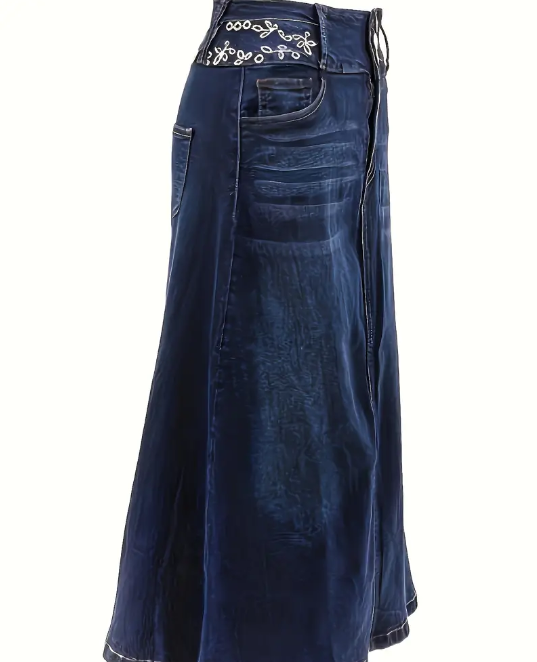 Curvelicious Denim A-Line Midi Skirt