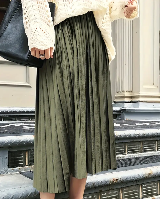 Curvelicious Velvet Pleated Maxi Skirt