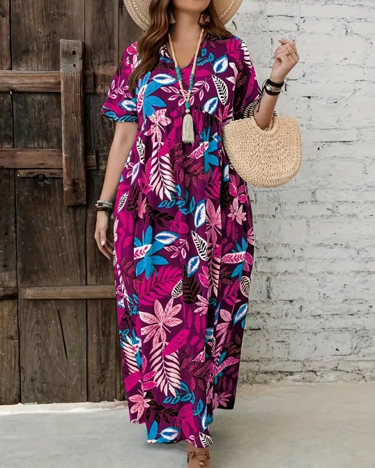 Curvelicious Plant Print Dress