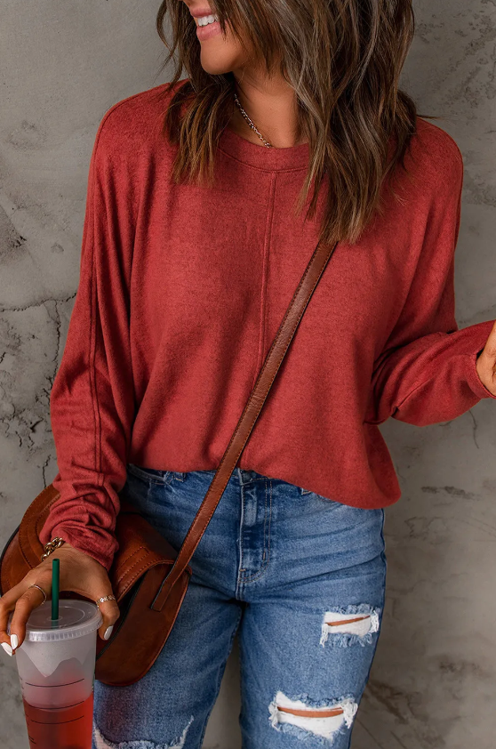 Solid Color Patchwork Long Sleeve Top