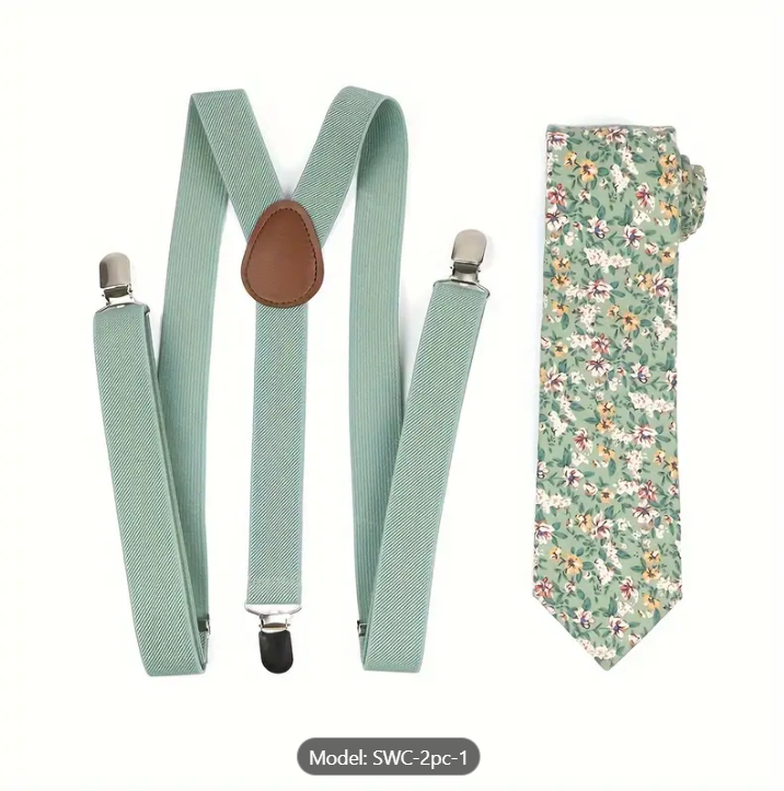 2-Piece Tie &amp; Adjustable Suspender Set