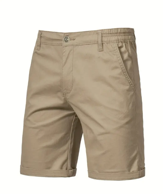 Solid Color Classic Shorts With Elastic Waistband