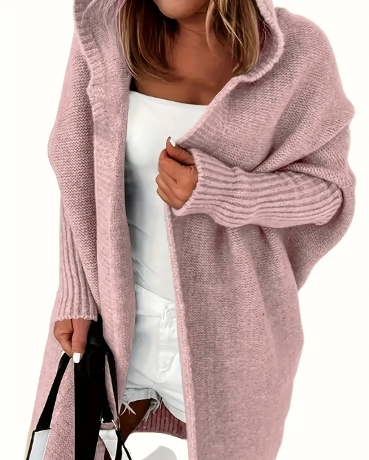 Long Sleeve Hooded Open Front Cardigan