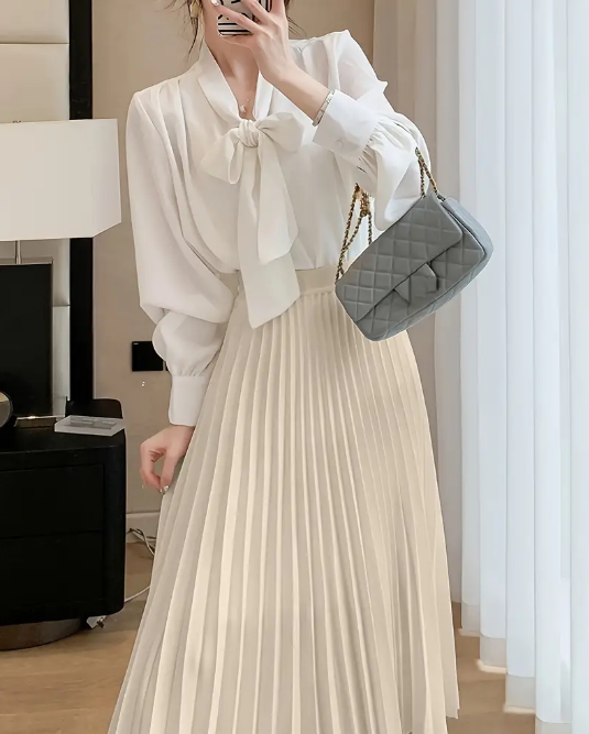 Chic Solid Pleated High Waist SkirT