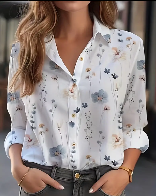 Women&#39;s Elegant Floral Printed Blouse