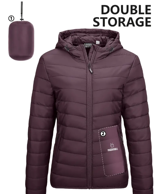 Women&#39;s Packable Lightweight Full-Zip Puffer Jacket