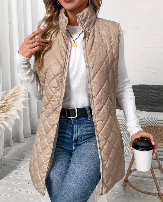 Zipper Front Cotton Padding Vest